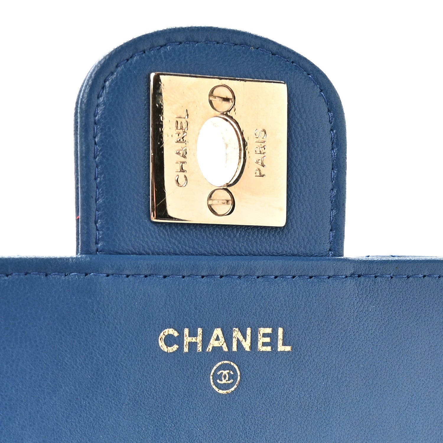 Lambskin Quilted Chain Phone Holder Blue