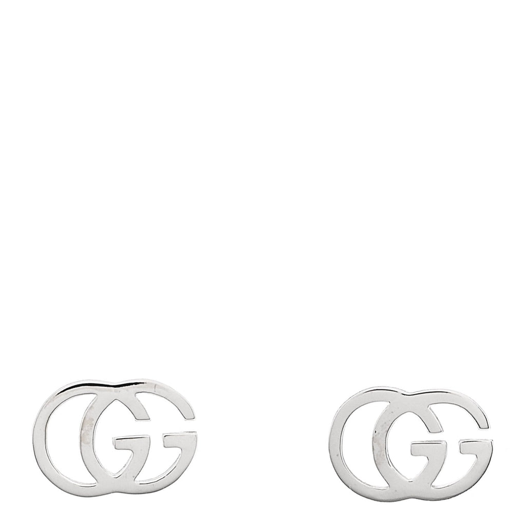 Gucci 18K White Gold Running G Stud Earrings