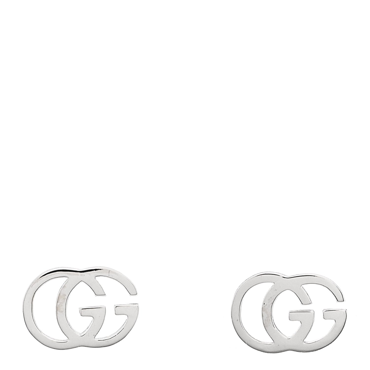 Gucci 18K White Gold Running G Stud Earrings