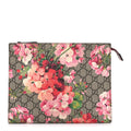 Gucci GG Supreme Monogram Blooms Large Cosmetic Case Beige Multicolor Dry Rose