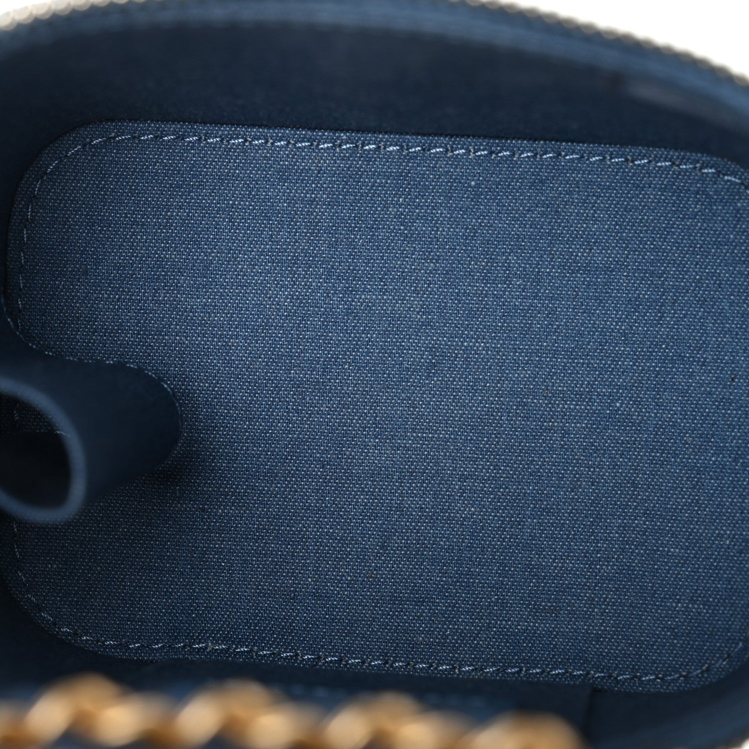 Chanel Denim Quilted Mini Pearl Crush Vanity Case With Chain