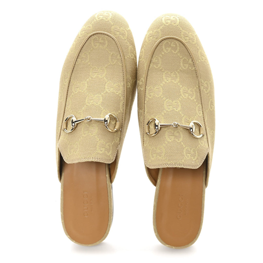 Gucci GG Monogram Canvas Womens Princetown Slippers 40.5 Egypt Salt