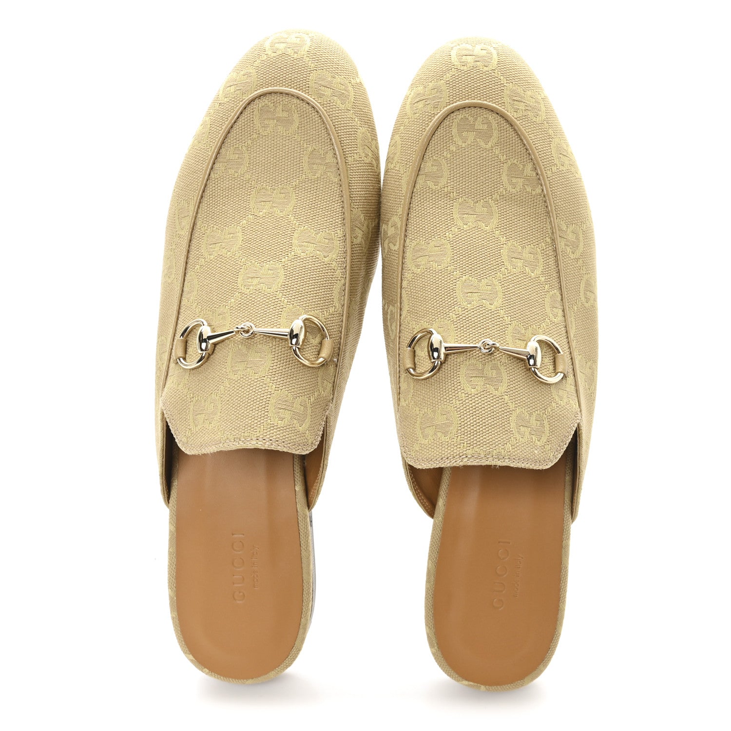 Gucci GG Monogram Canvas Womens Princetown Slippers 40.5 Egypt Salt
