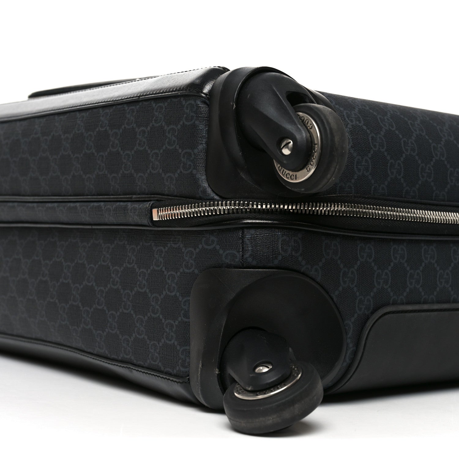Gucci GG Supreme Monogram Azalea Calfskin Retro Interlocking G Small Savoy Cabin Trolley Black