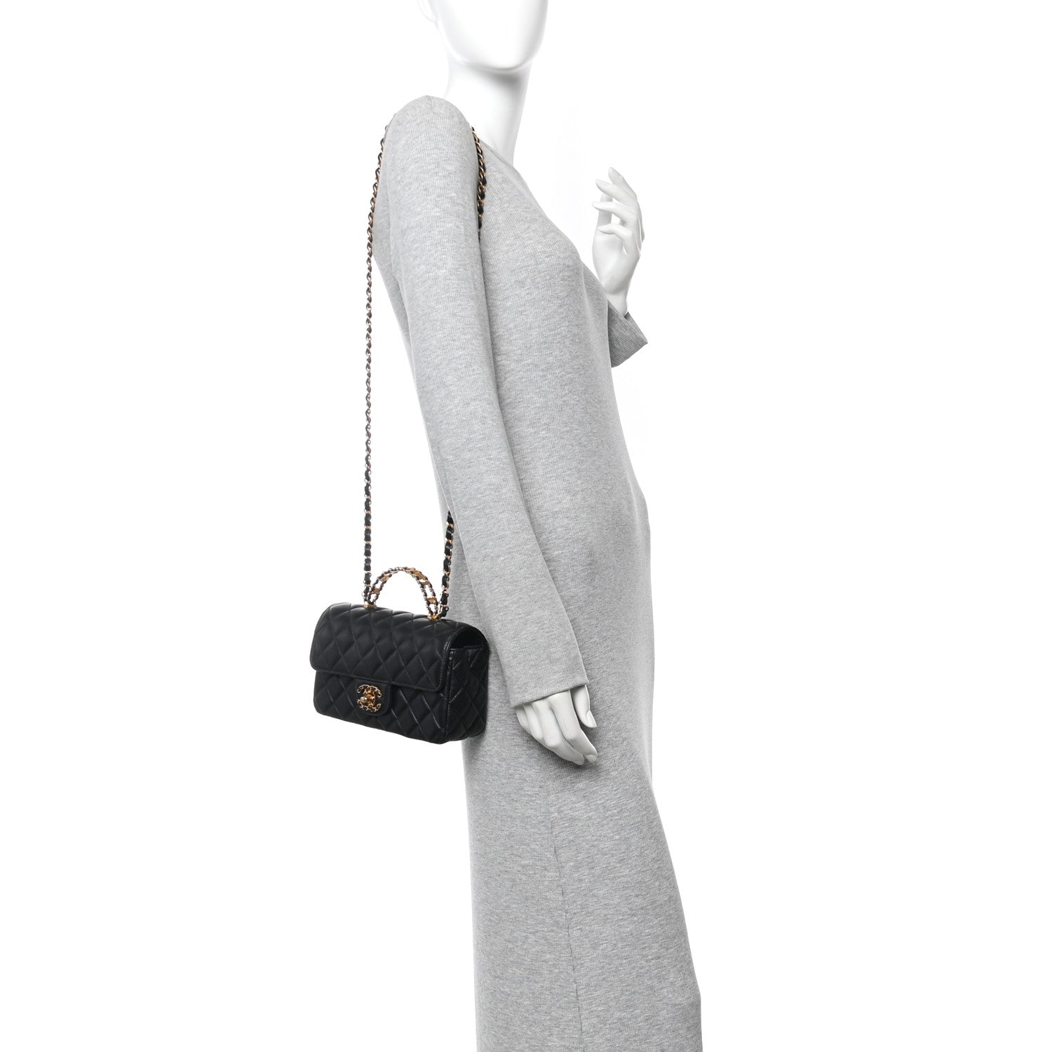 Chanel Lambskin Quilted Mini Strass On Top Flap Black