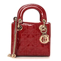 Christian Dior Patent Cannage Mini Lady Dior Red