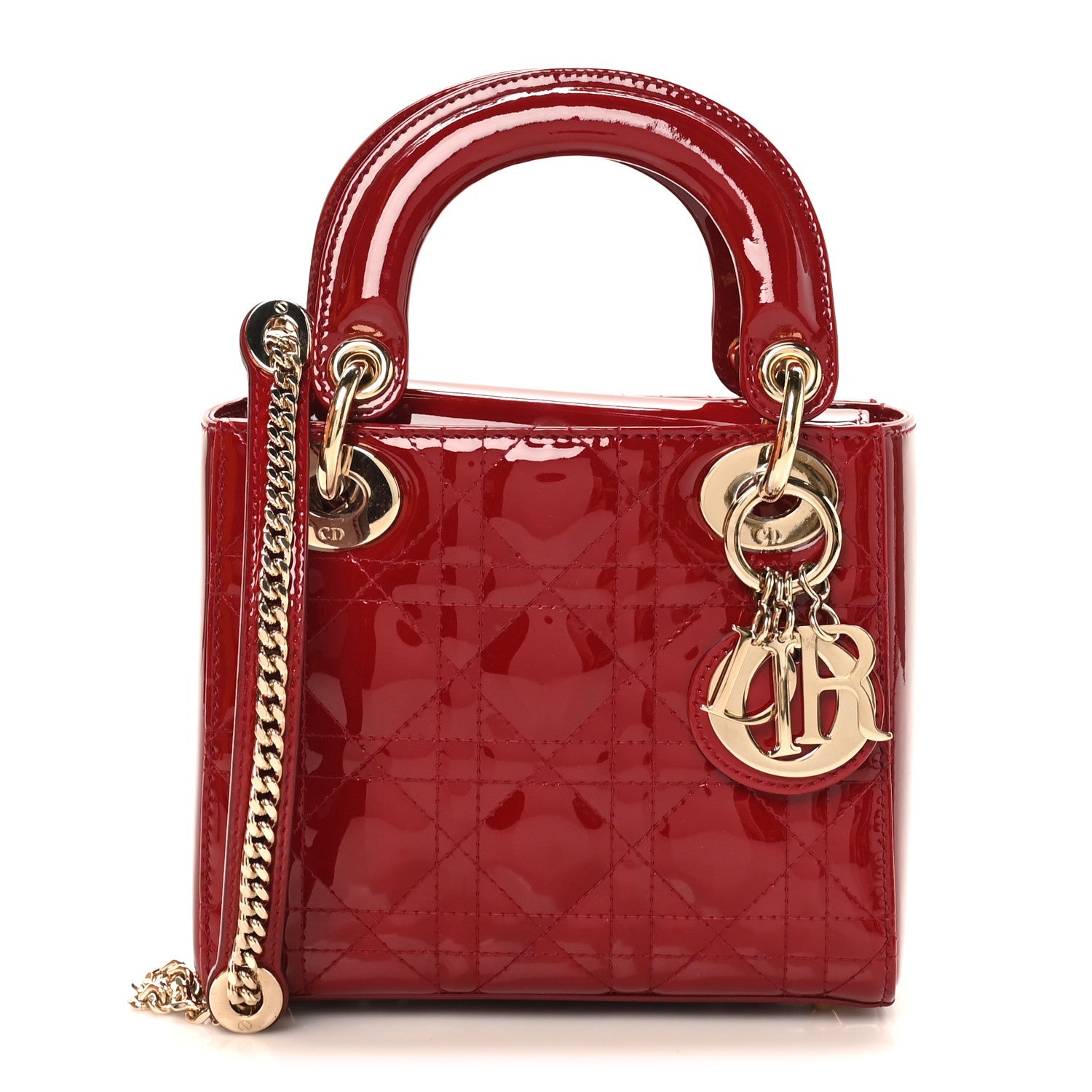 Christian Dior Patent Cannage Mini Lady Dior Red