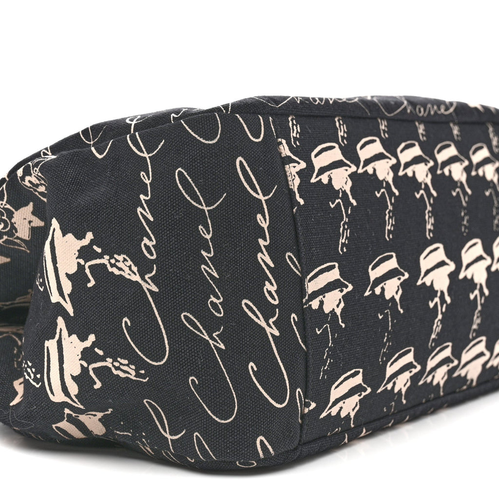 Chanel Canvas Camellia Flower Tote Black