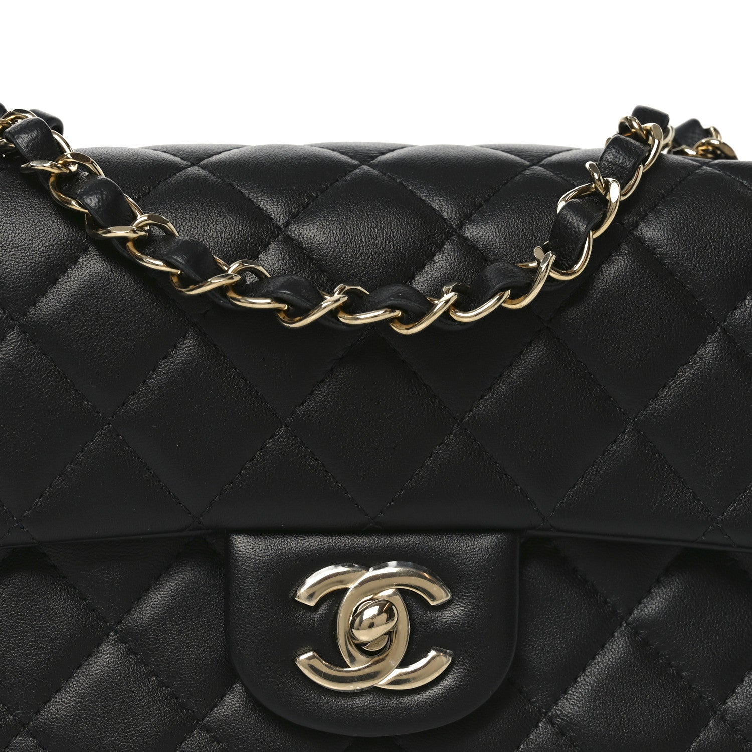 Chanel Lambskin Quilted Mini Rectangular Flap Black