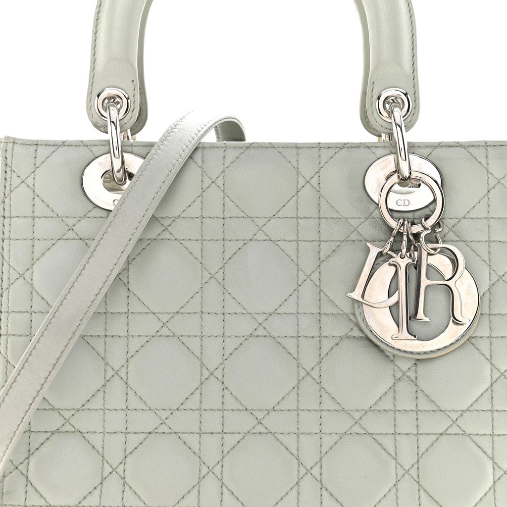 Christian Dior Lambskin Cannage Medium Lady Dior Green