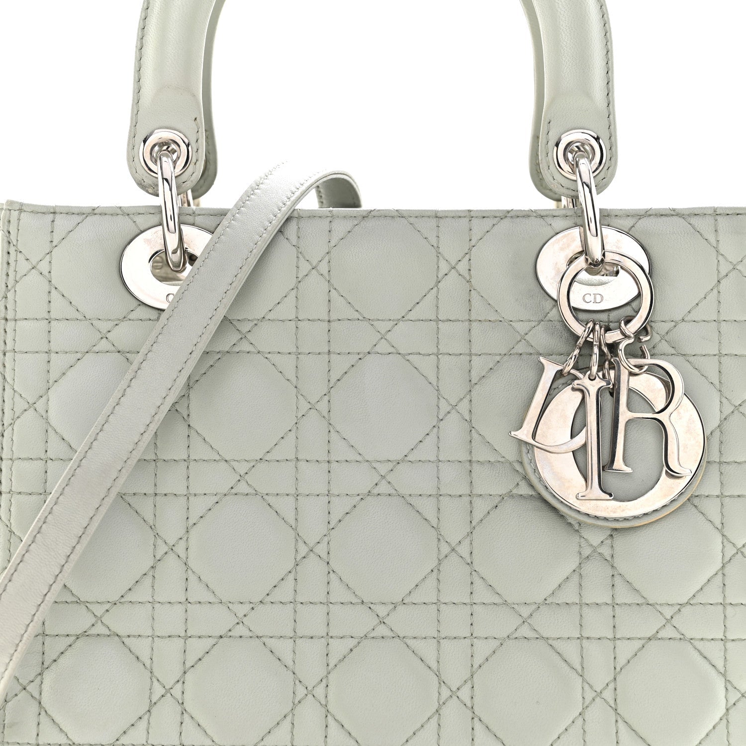 Christian Dior Lambskin Cannage Medium Lady Dior Green