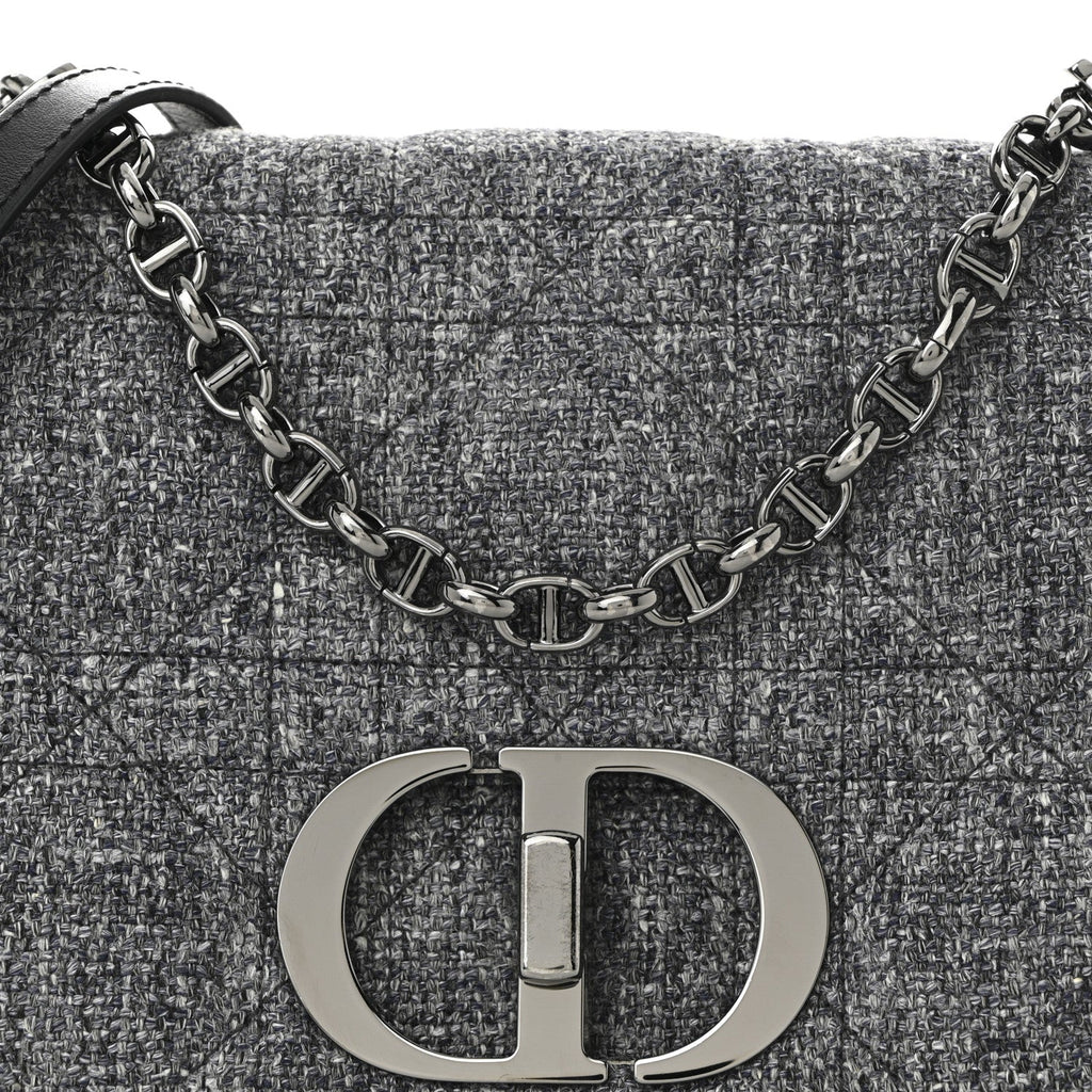 Christian Dior Tweed Macrocannage Medium Caro Bag Black