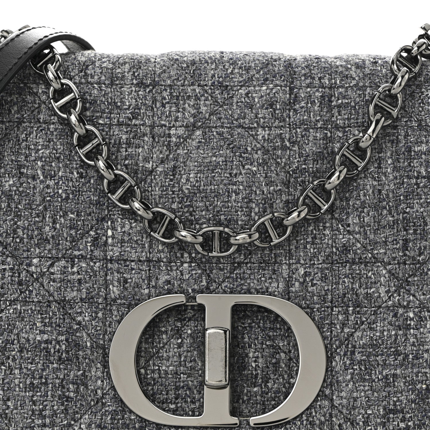Christian Dior Tweed Macrocannage Medium Caro Bag Black