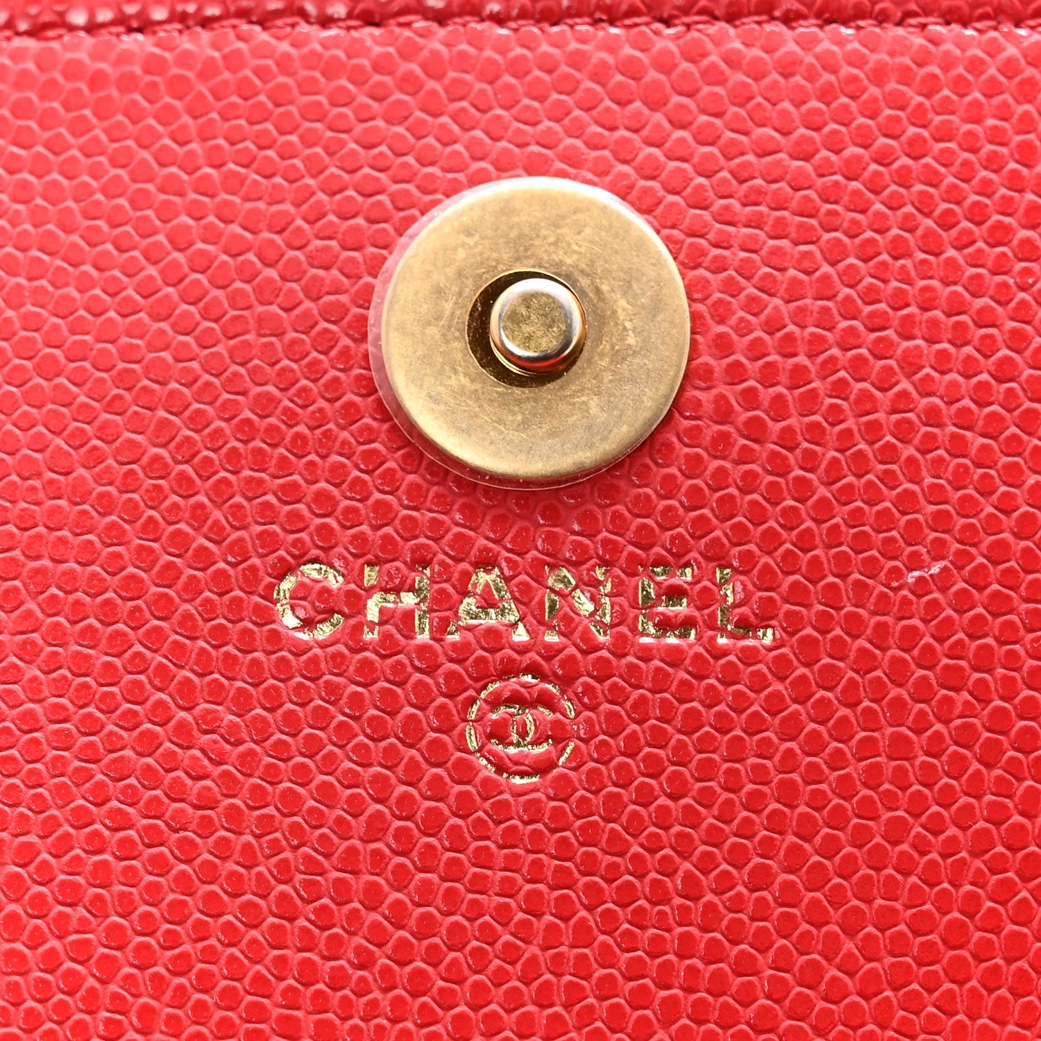 Chanel Caviar Quilted Yours Buttons Phone Holder With Chain Red