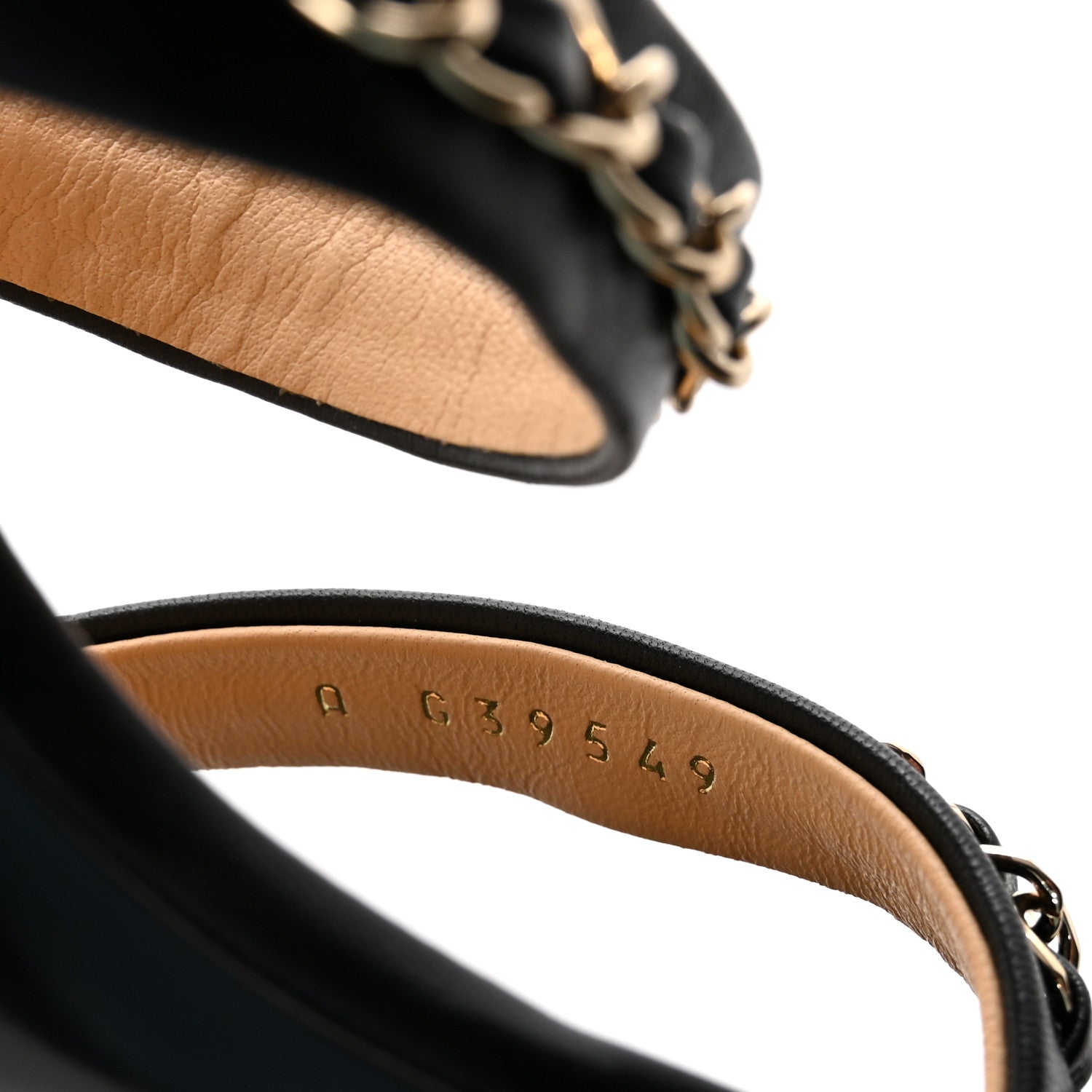Lambskin Chain Strap Sandals 41 Black