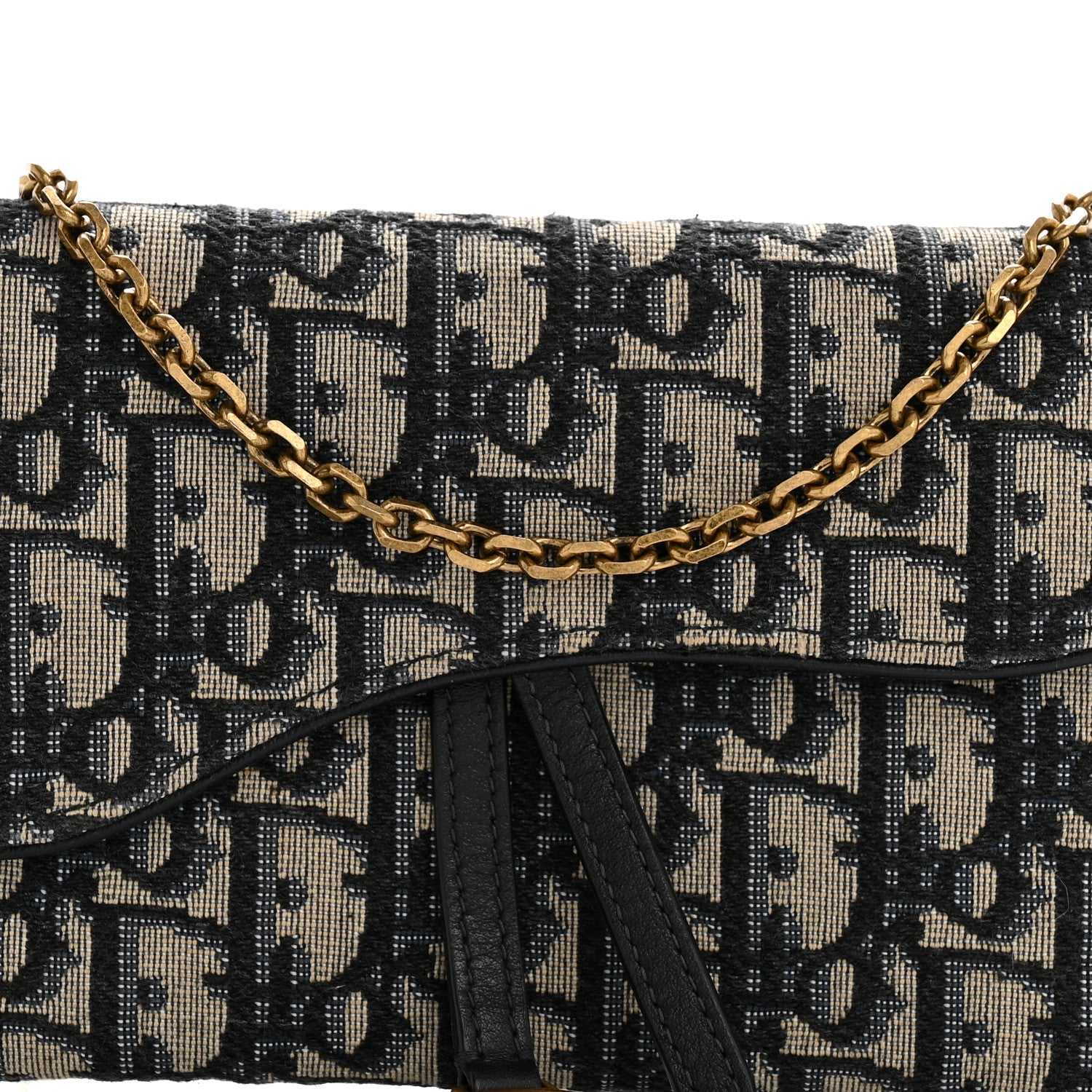 Christian Dior Oblique Saddle Chain Long Wallet Blue