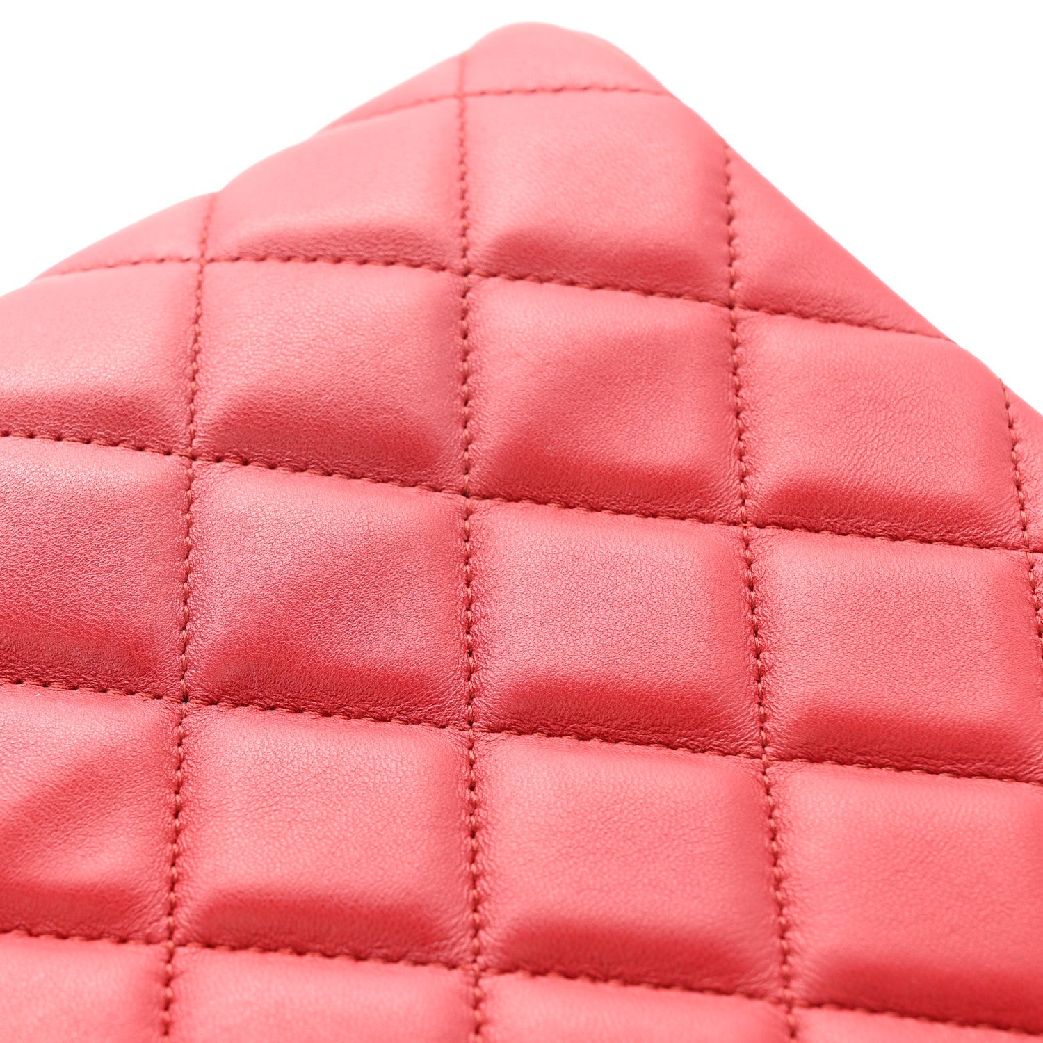 Chanel Lambskin Quilted Clutch With Chain Flap Red