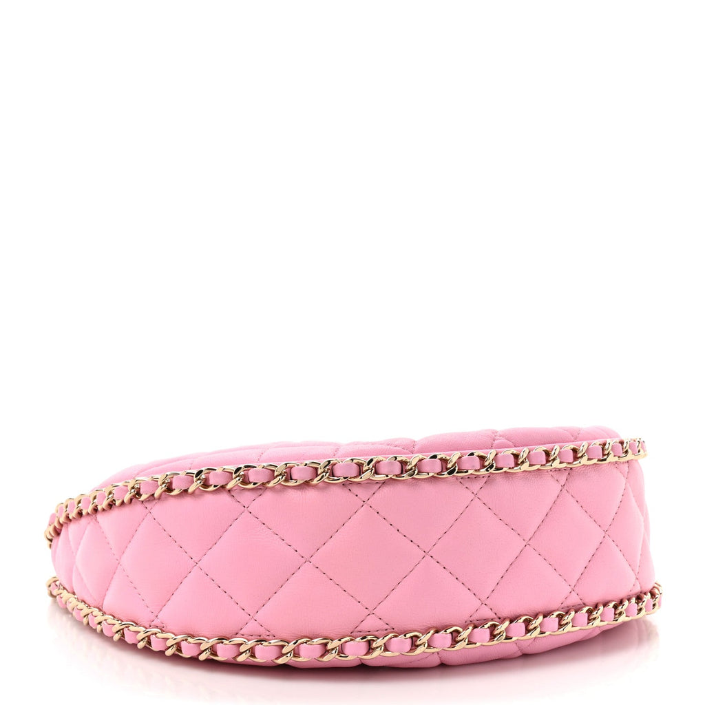 Chanel Lambskin Quilted Small Hobo Bag Pink