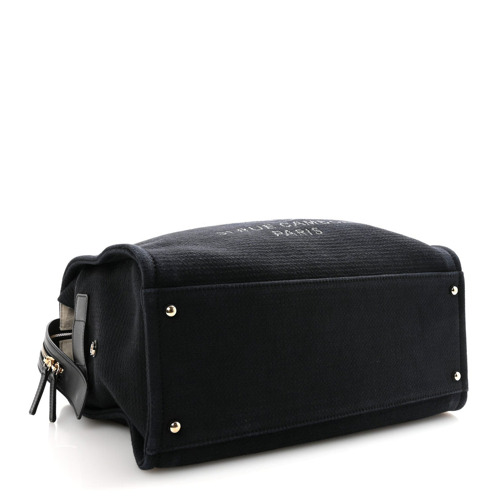Chanel Mixed Fibers Large Deauville Bowling Bag  Black