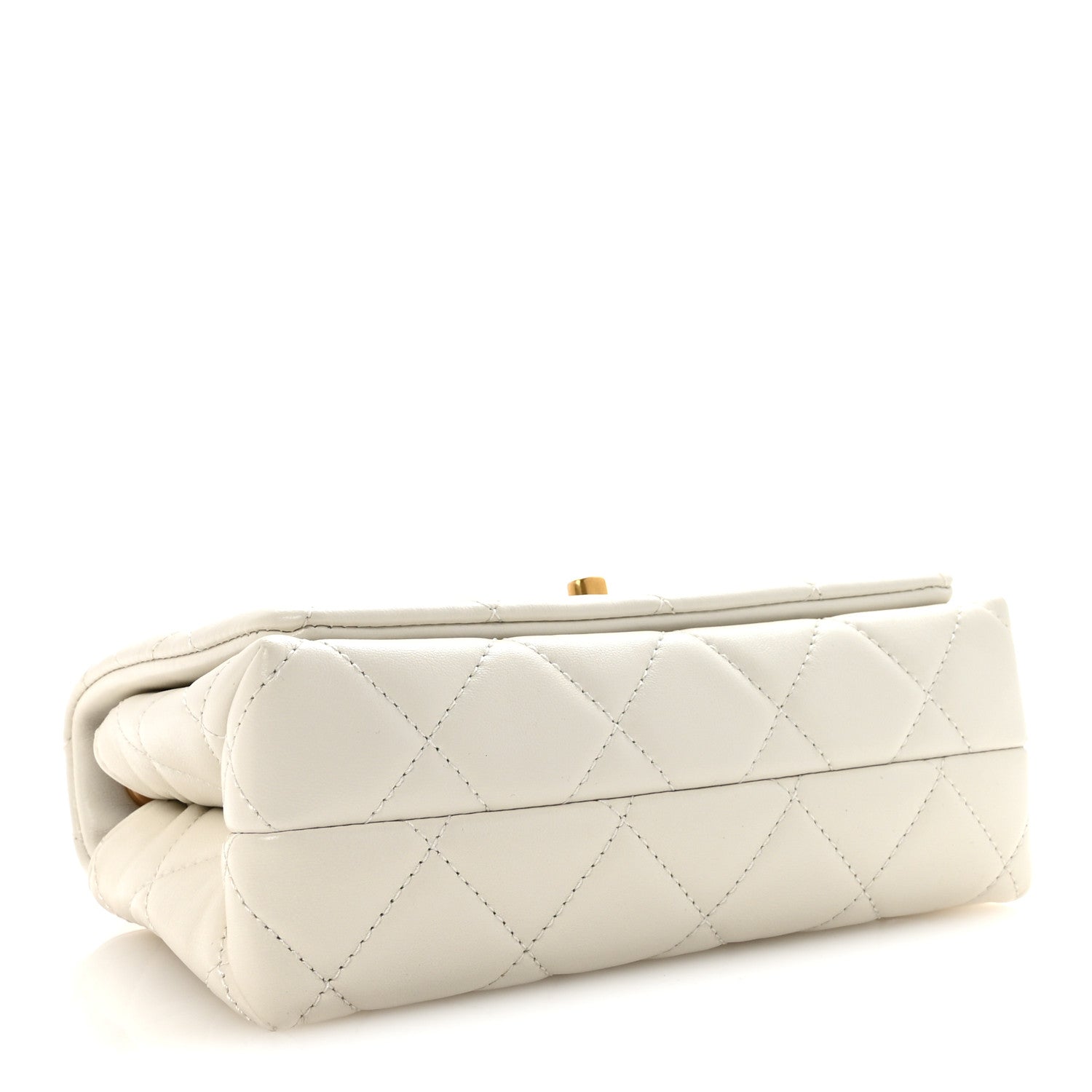 Chanel Shiny Lambskin Quilted Enamel CC Small Flap White