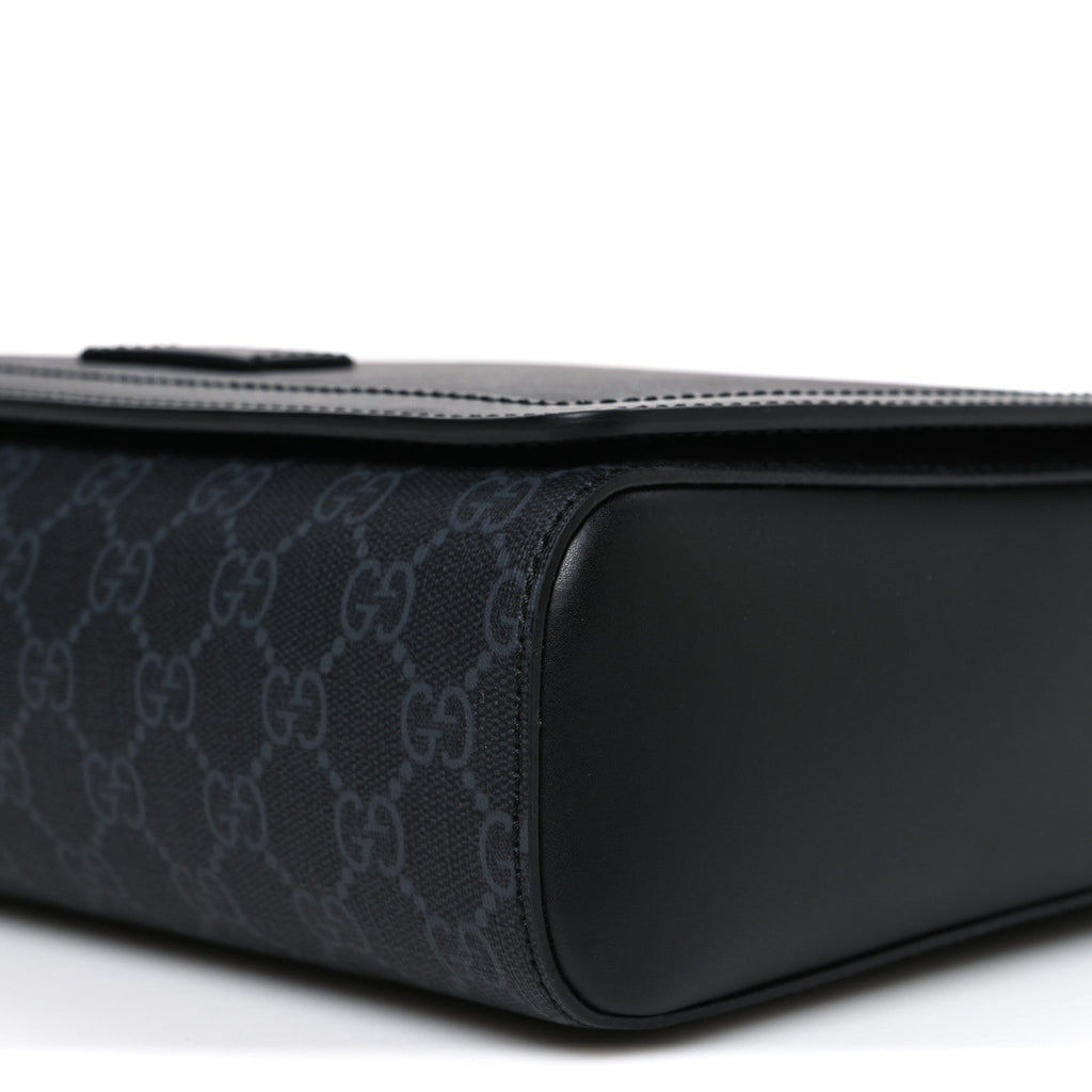 Gucci GG Supreme Monogram Appia Calfskin Web Crossbody Bag Black Grey