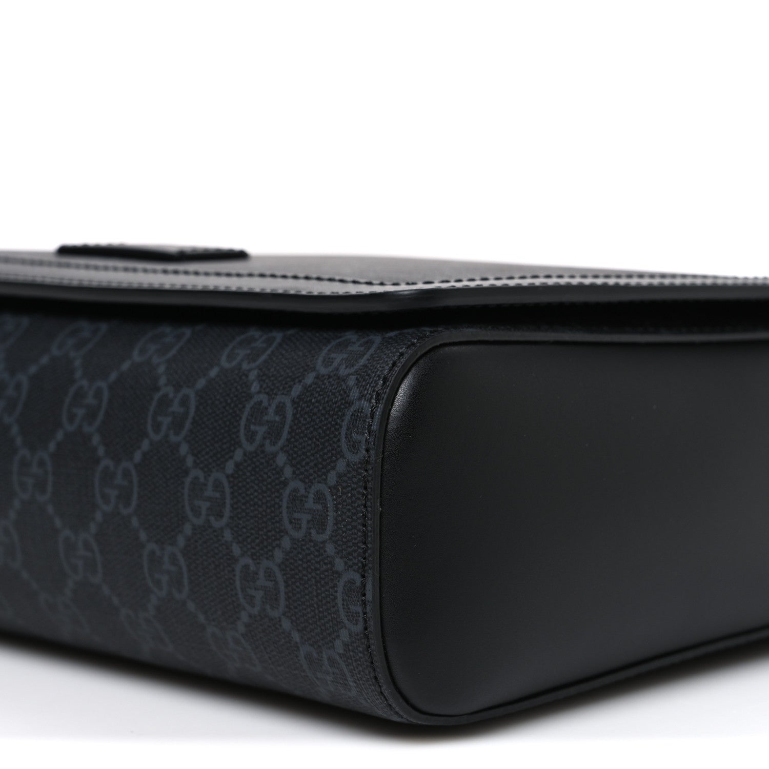 Gucci GG Supreme Monogram Appia Calfskin Web Crossbody Bag Black Grey