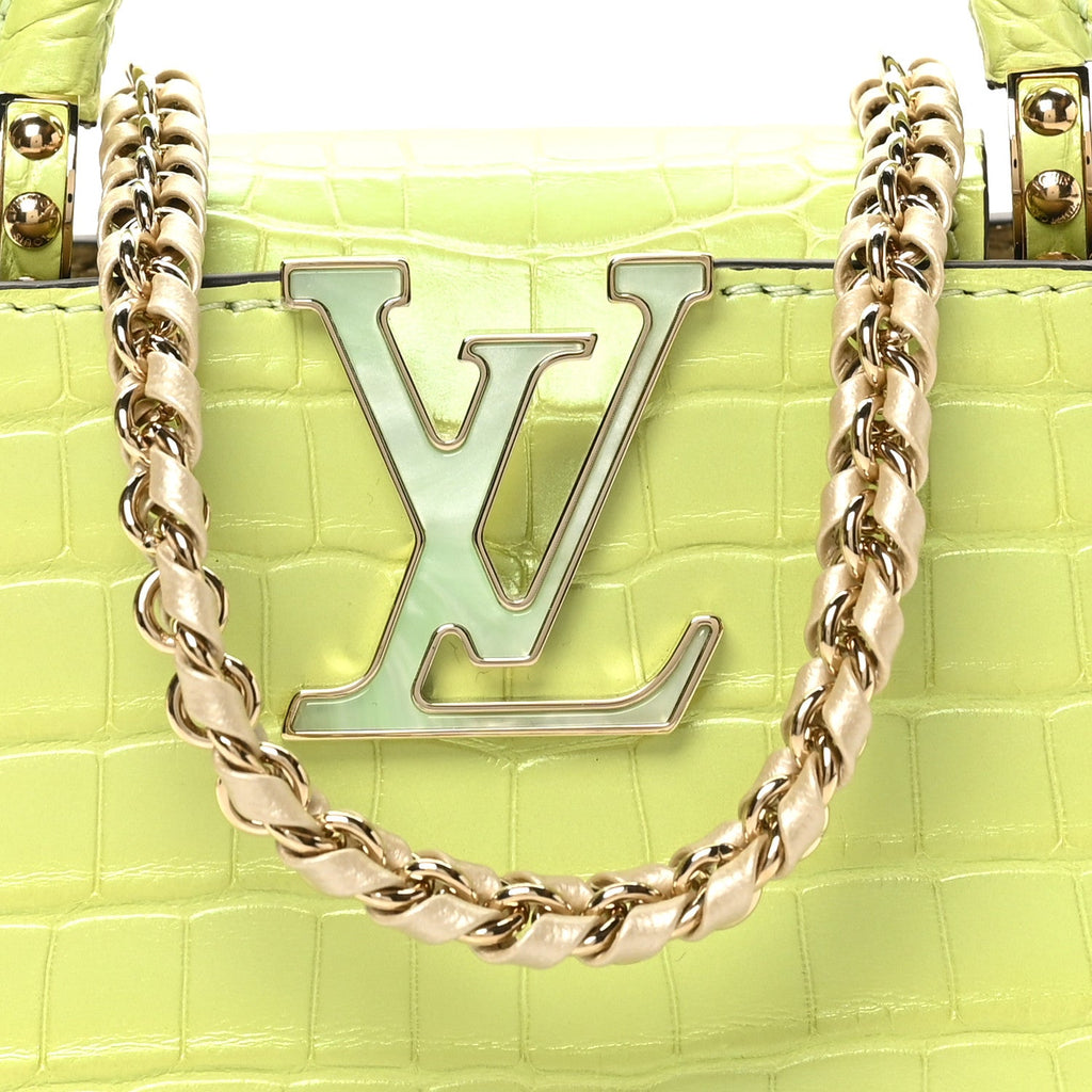 Louis Vuitton Iridescent Alligator Nano Capucines Lime