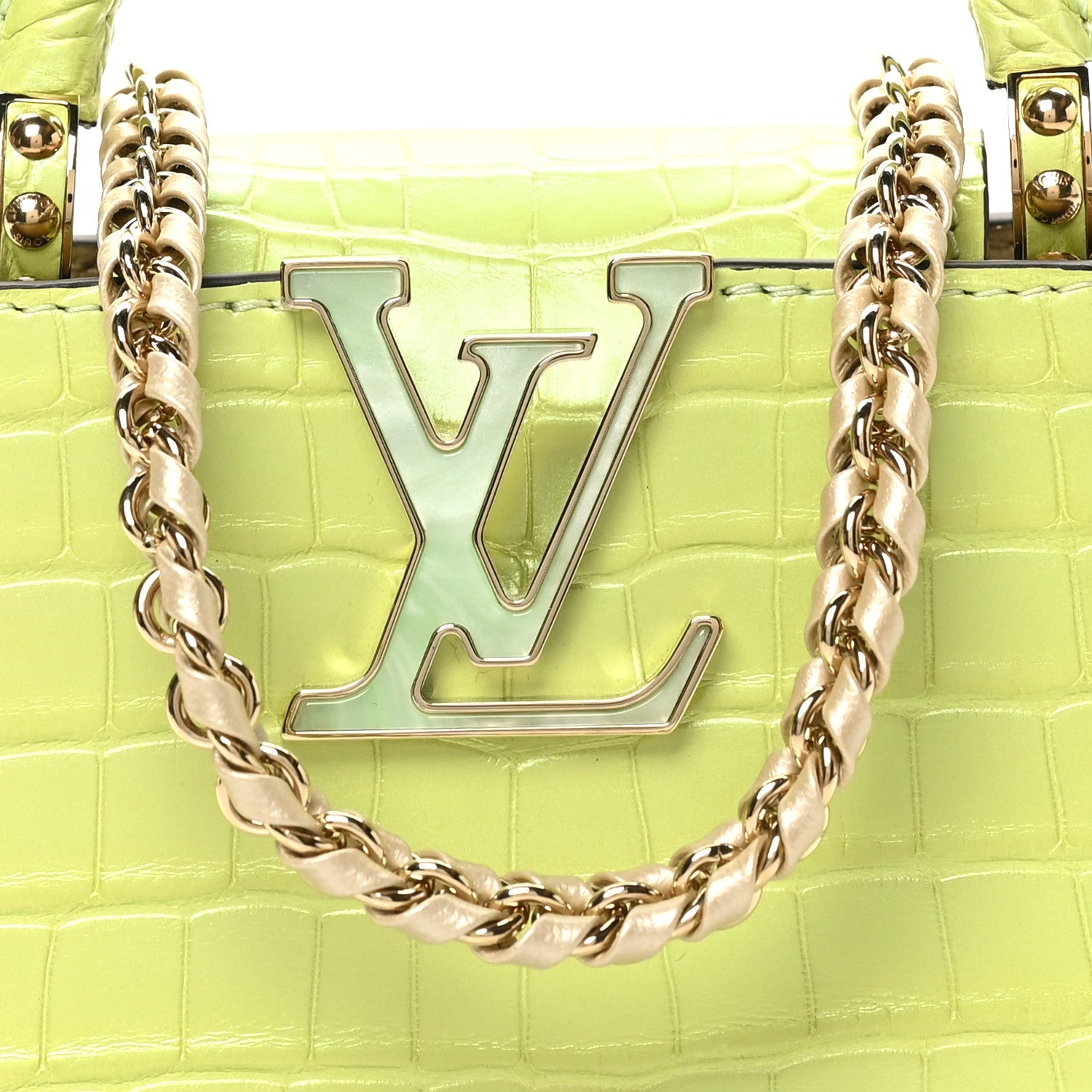 Louis Vuitton Iridescent Alligator Nano Capucines Lime