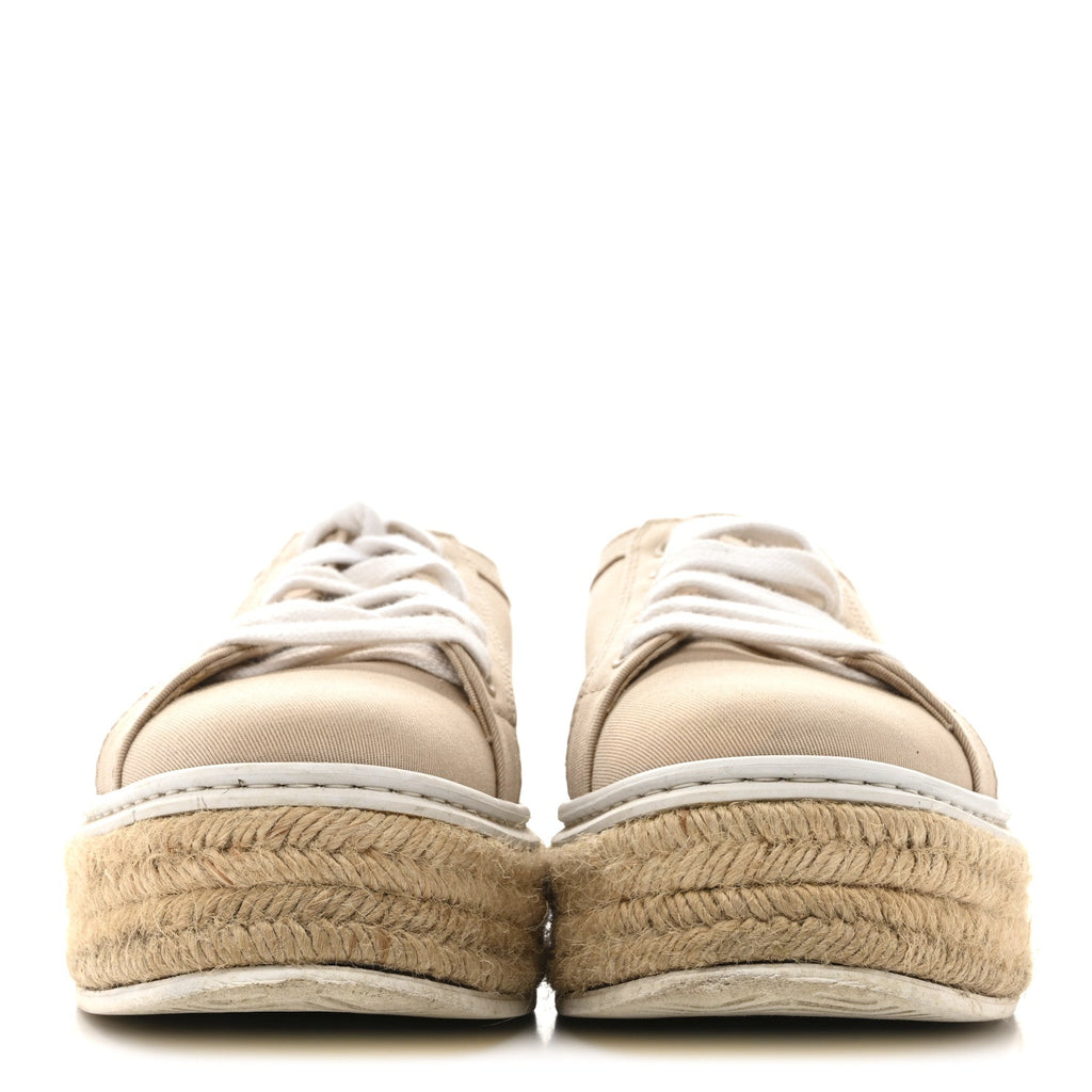 Prada Canvas Gabardine Espadrille 45mm Platform Sneakers 37.5 Corda