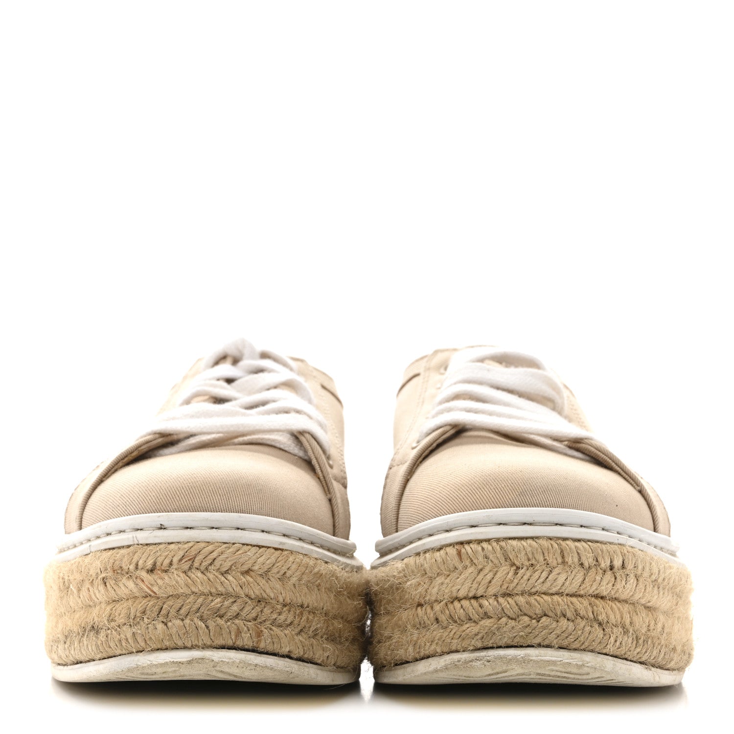 Prada Canvas Gabardine Espadrille 45mm Platform Sneakers 37.5 Corda