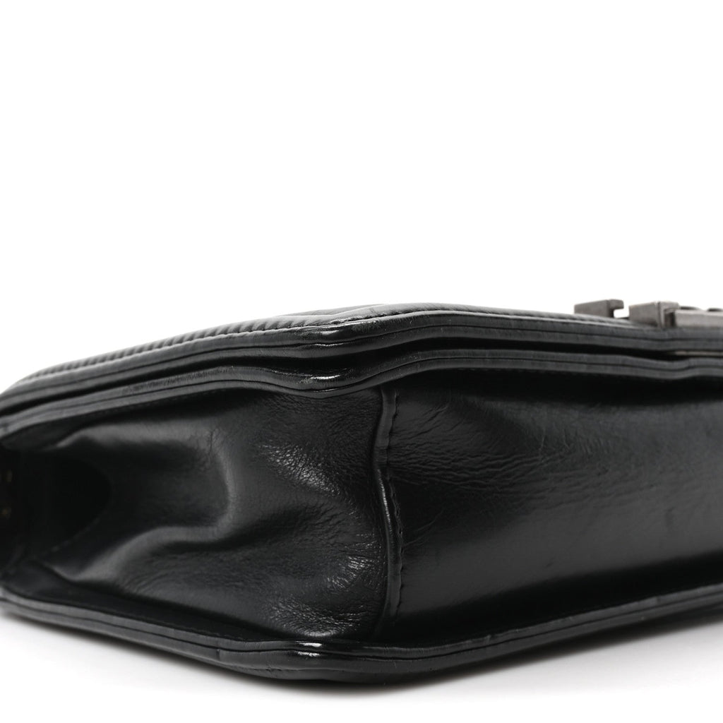 Chanel Calfskin Crystal Embossed Medium Boy Flap Black