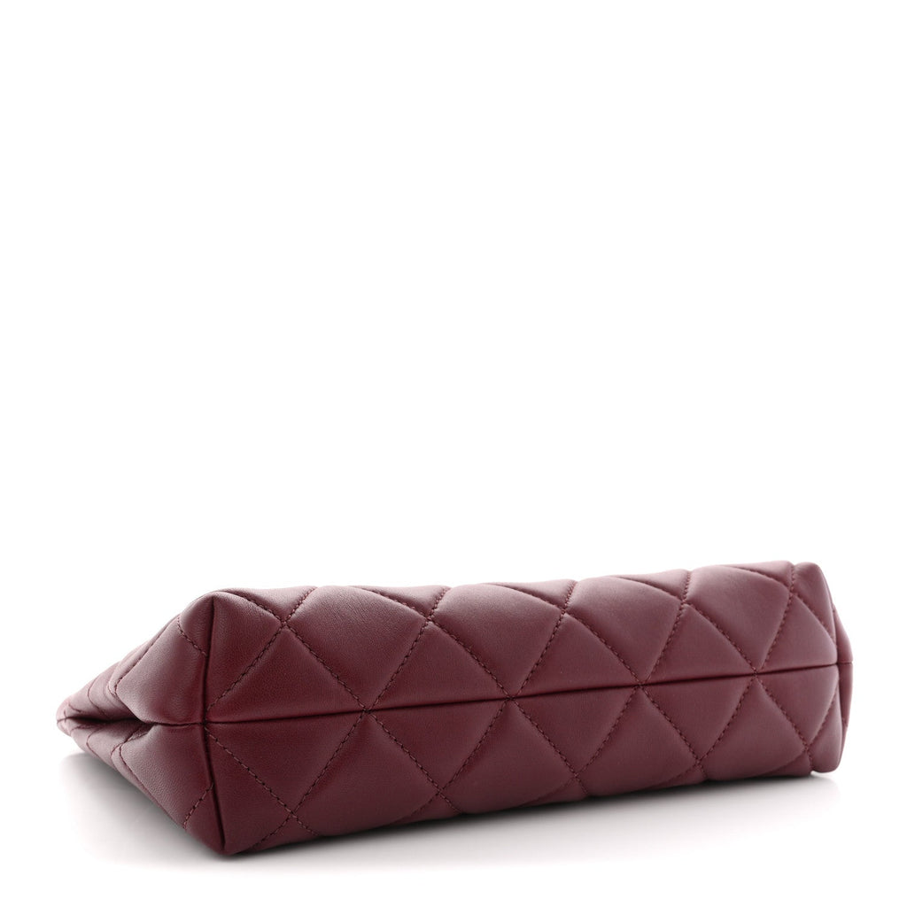 Chanel Lambskin Quilted Small Eyes On You Shopping Bag Dark Burgundy