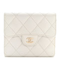 Caviar Quilted Compact Flap Wallet White