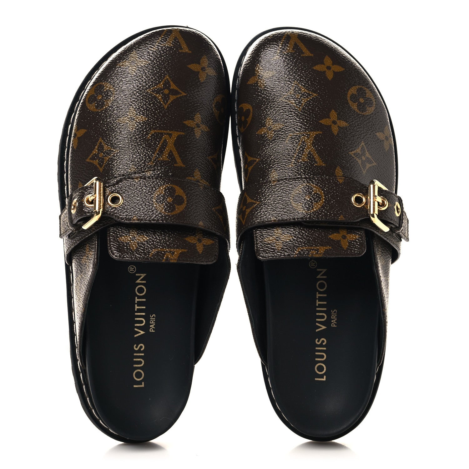 Louis Vuitton Patent Monogram Womens Cosy Flat Comfort Clog Mules 39 Brown