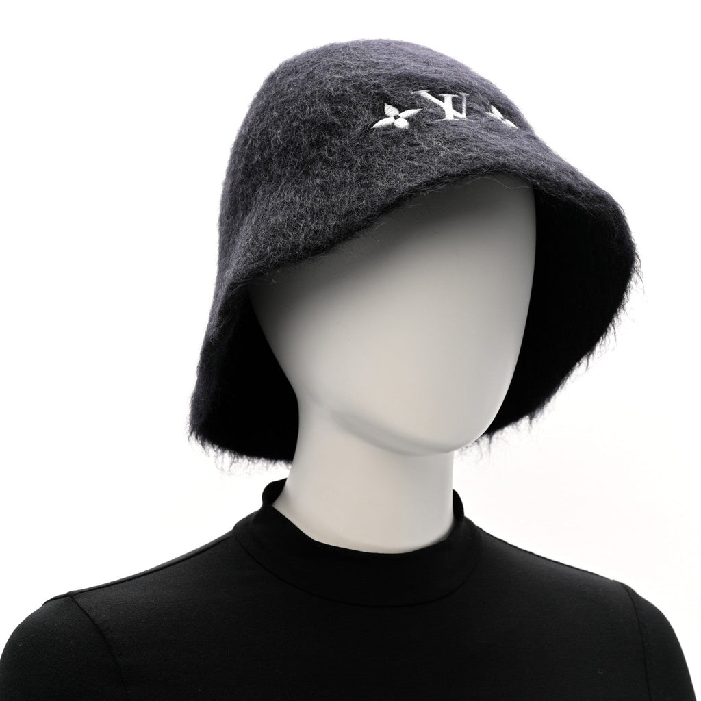 Louis Vuitton Mohair Wool LV Fluffy Hat Black