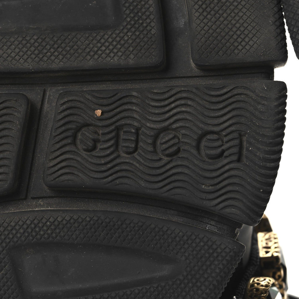 Gucci X SEGA Mesh Suede Calfskin Removable Crystals Womens Flashtrek Sneakers 35.5 Black Silver