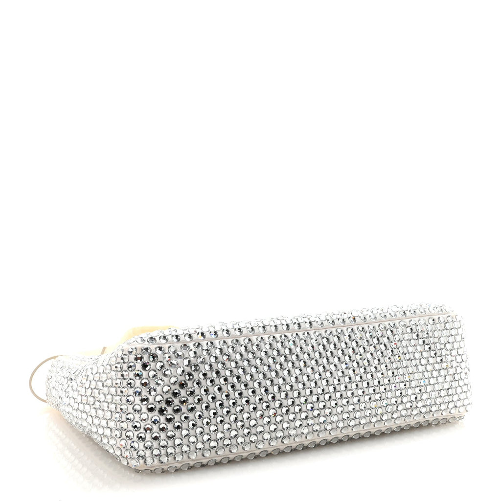 Prada Satin Crystal Mini Re-Edition 2000 Bag White