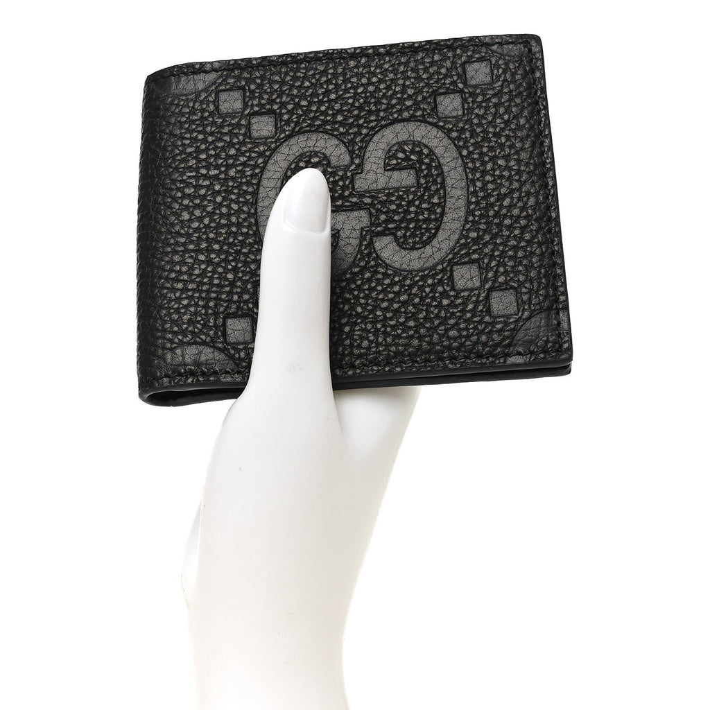 Gucci Piuma Calfskin Jumbo GG Embossed Wallet Black
