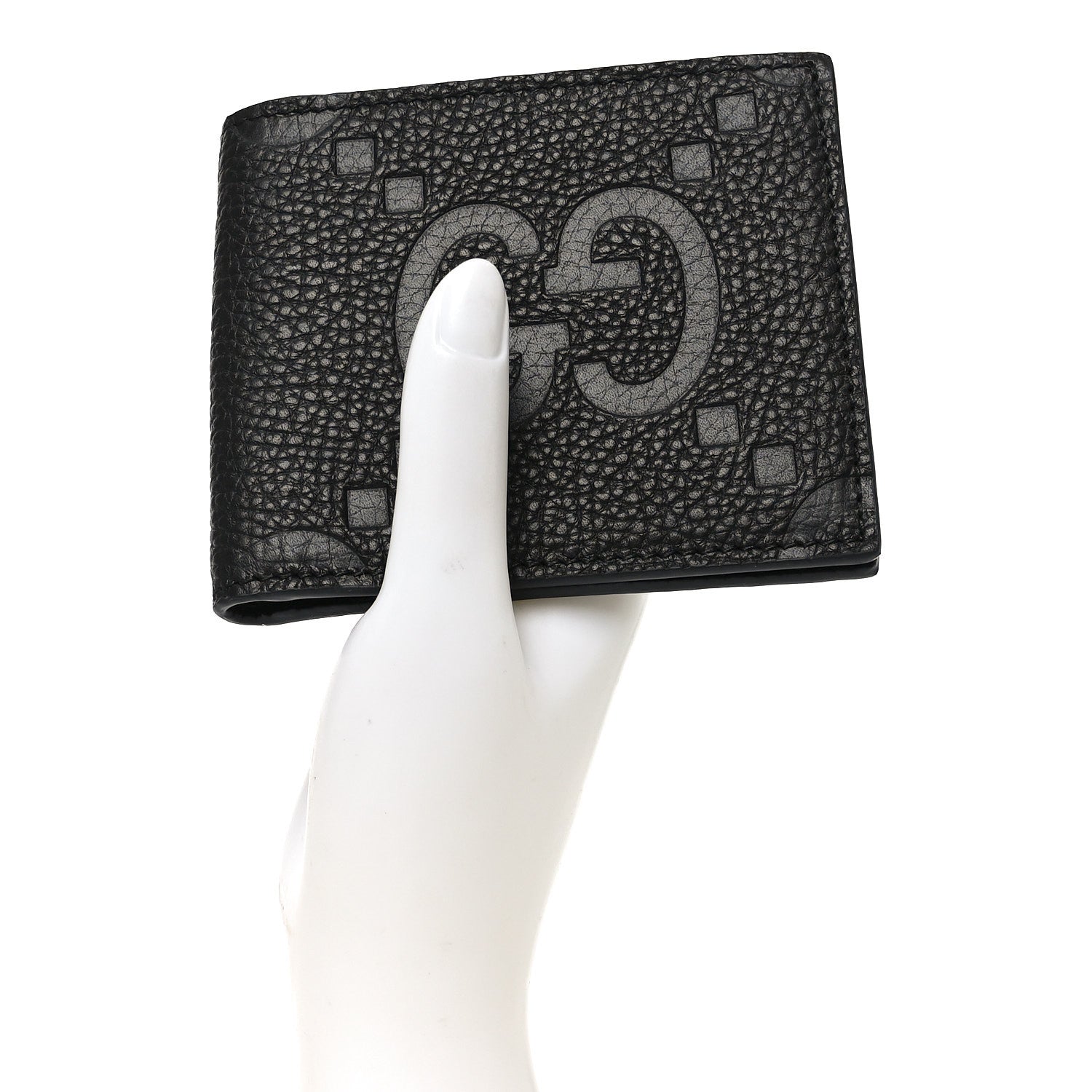 Gucci Piuma Calfskin Jumbo GG Embossed Wallet Black