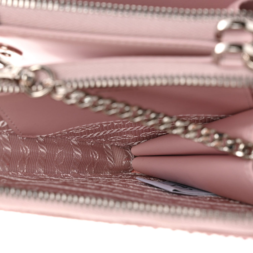 Prada Satin Crystal Mini Triangle Crossbody Pouch Alabastro