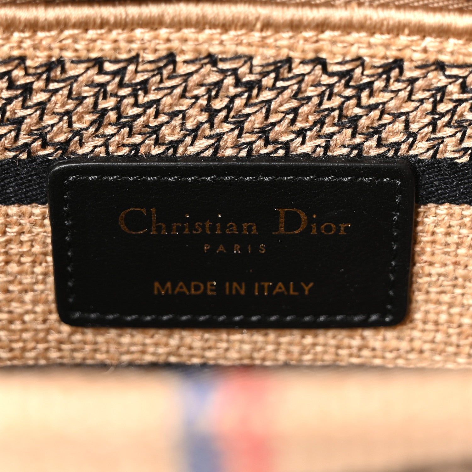 Christian Dior Canvas Jute Embroidered Medium Lady D-Lite Beige Multicolor