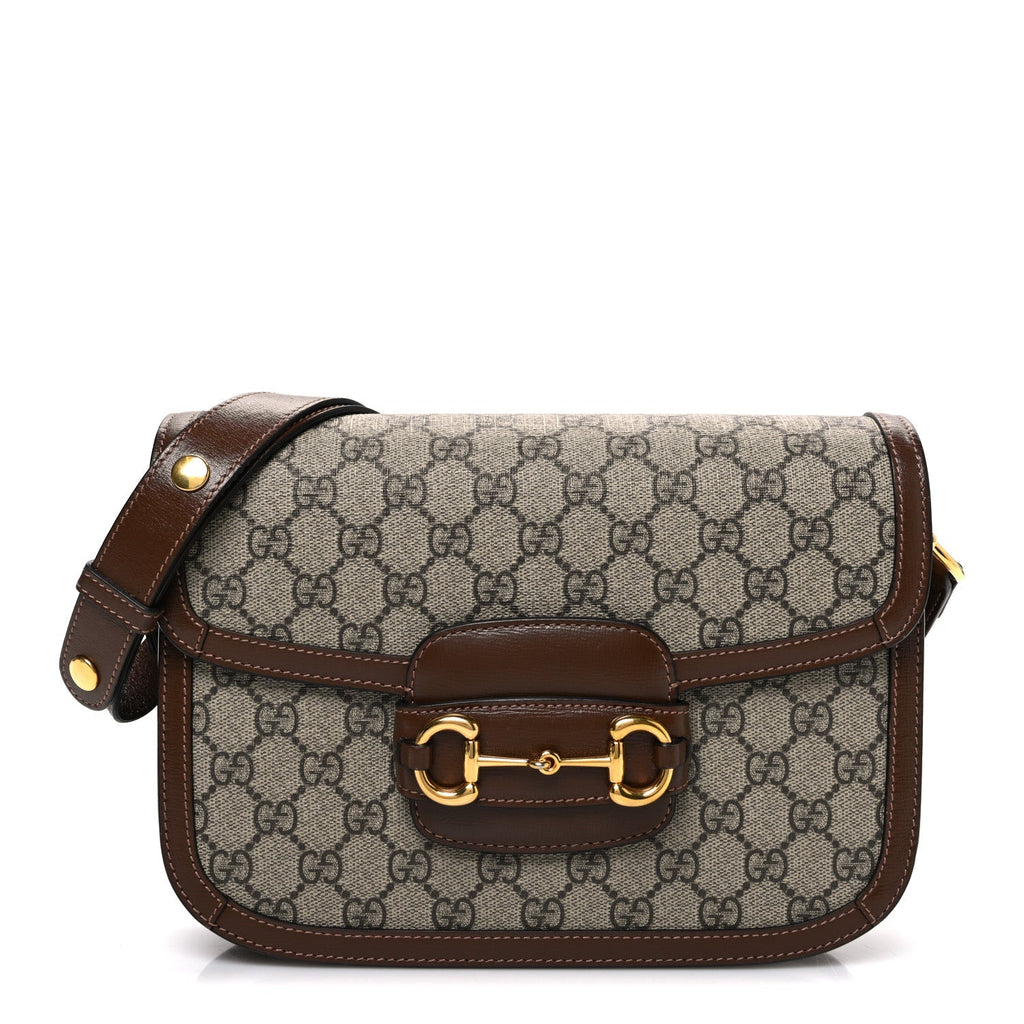 Gucci GG Supreme Monogram Horsebit 1955 Shoulder Bag Beige Brown Sugar