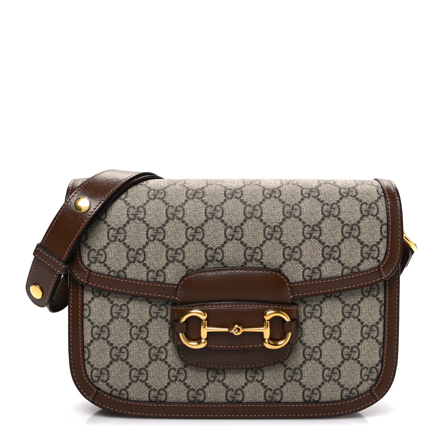 Gucci GG Supreme Monogram Horsebit 1955 Shoulder Bag Beige Brown Sugar