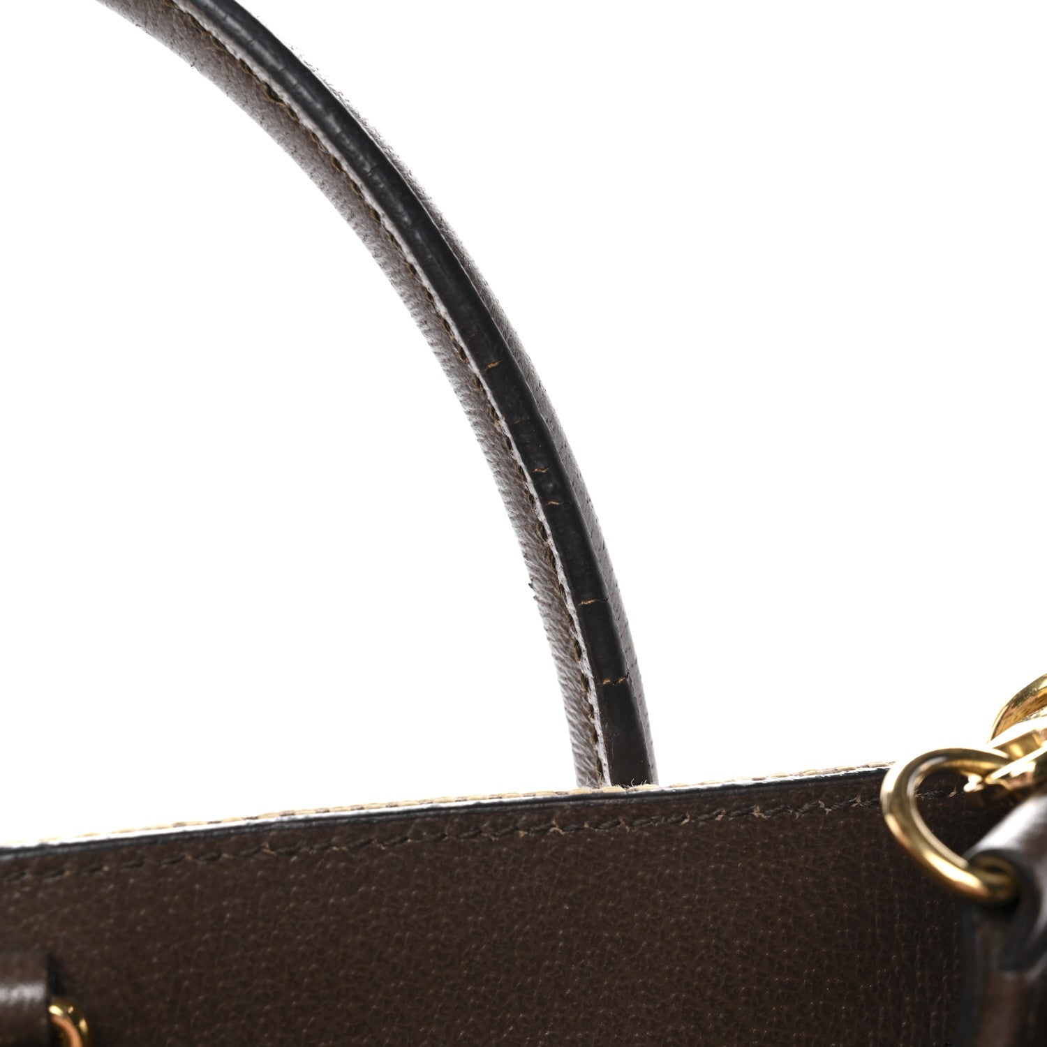 Gucci Monogram Jumbo GG Textured Dollar Calfskin Web Small Tote Bag Camel Ebony New Acero