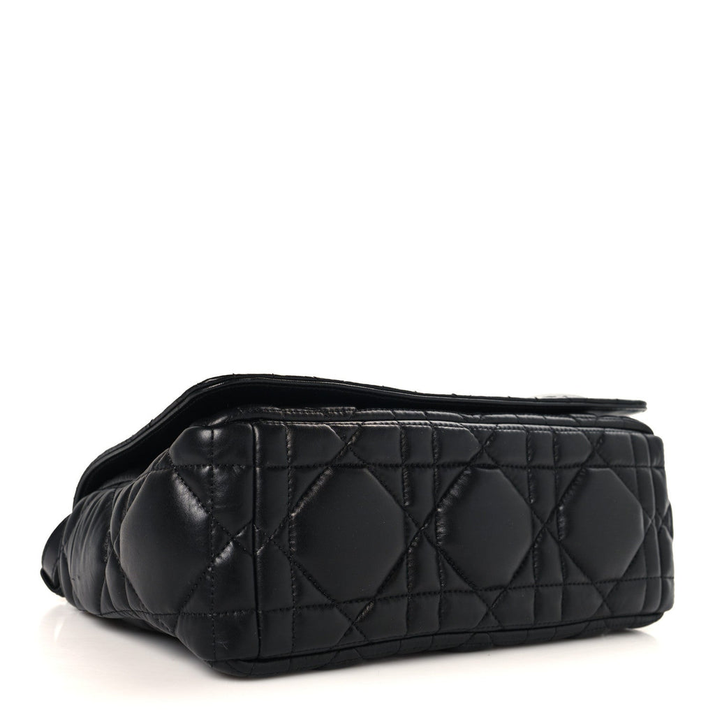 Christian Dior Calfskin Macrocannage Large Caro Bag Black