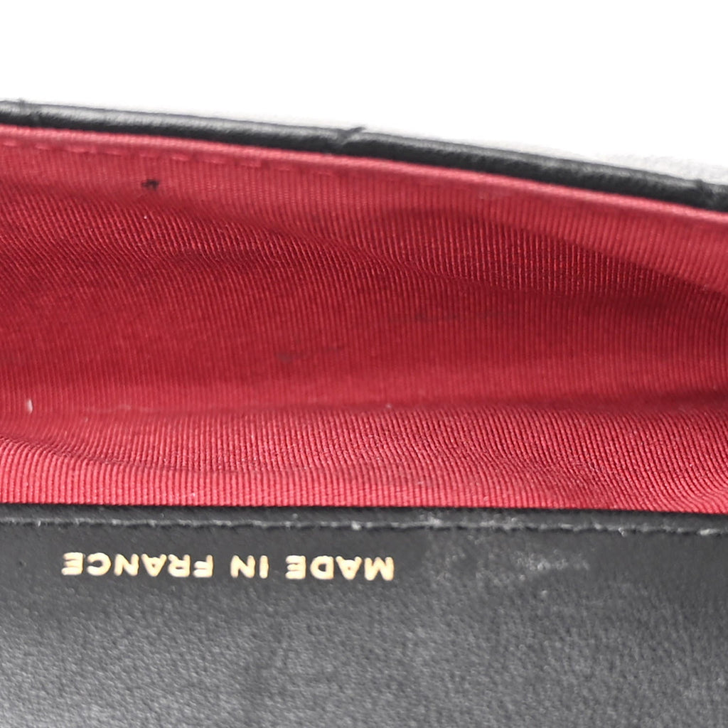 Goatskin Quilted Chanel 19 Glasses Case With Chain Black