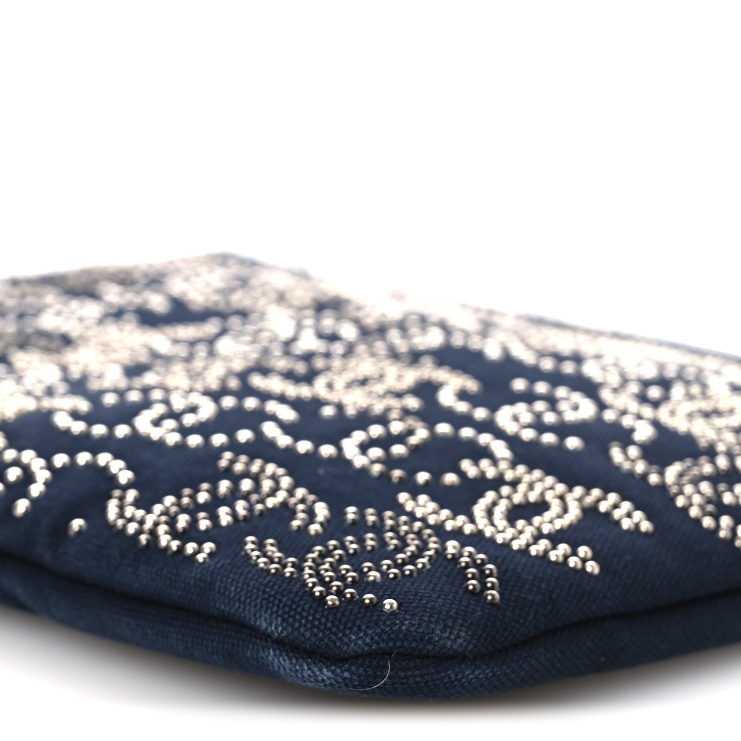 Canvas Studded CC Medium Cosmetic Pouch Navy
