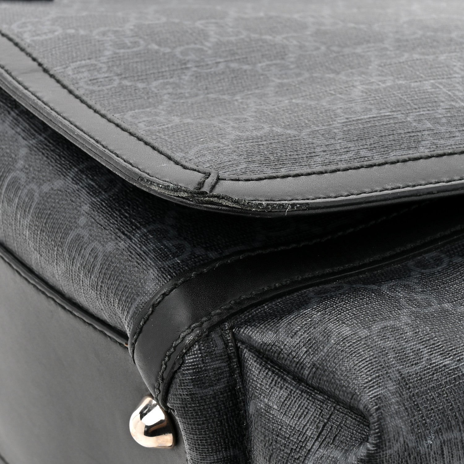 Gucci GG Supreme Monogram Web Messenger Diaper Bag Black Grey