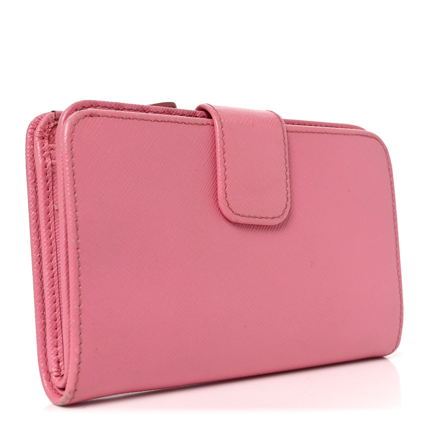 Prada Saffiano Metal Compact Wallet Peonia Petalo