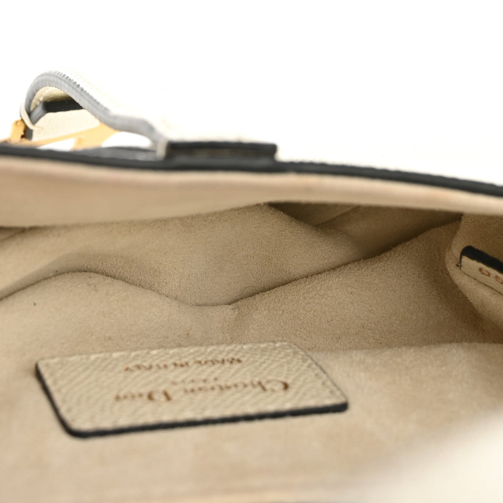 Christian Dior Grained Calfskin Mini Saddle Bag White